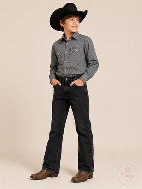 Cody James Boys 16 Black Wash Relaxed Bootcut Jeans Western Cowboy 100% Cotton